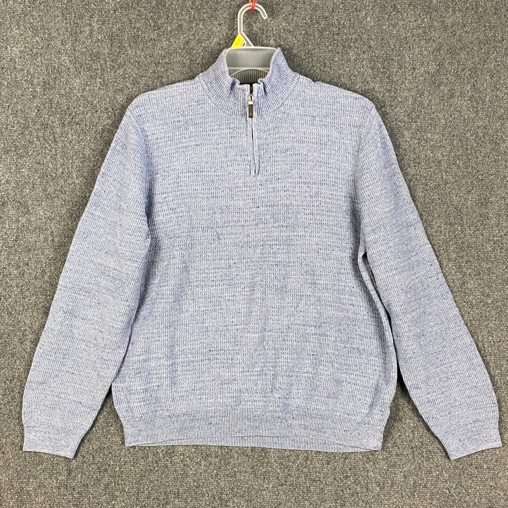 Tasso‎ Elba 1/4 Zip Pullover Men's XL 100% Cotton Blue Knitted Adults